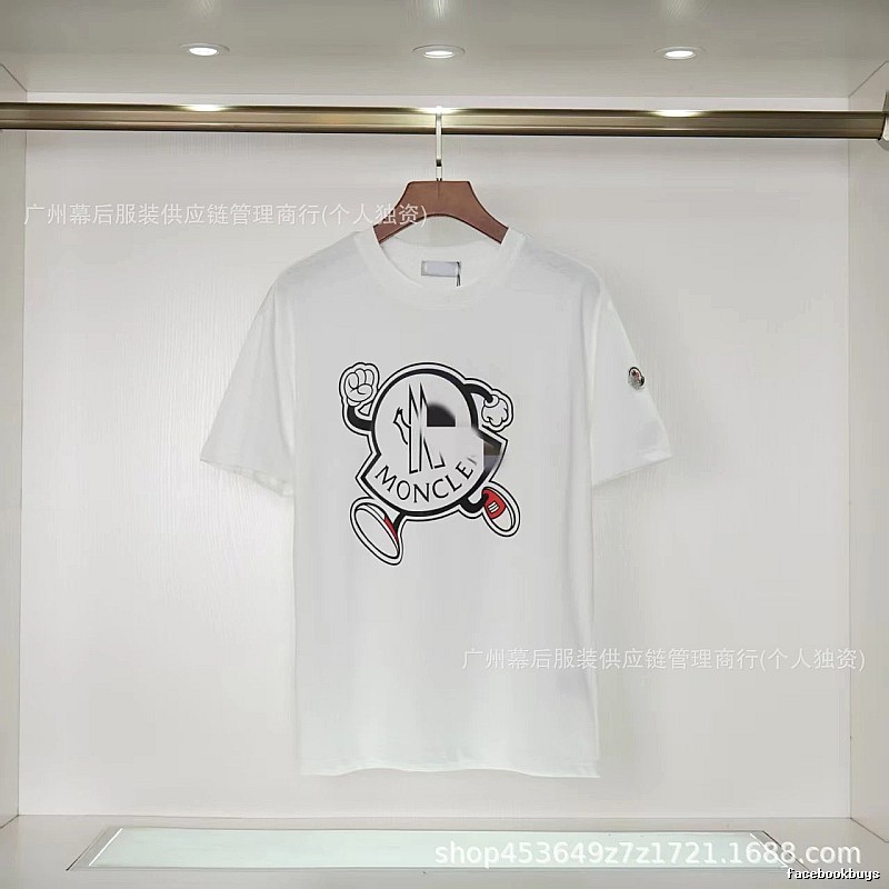 Moncler Cartoon Print Casual Style White T-Shirt