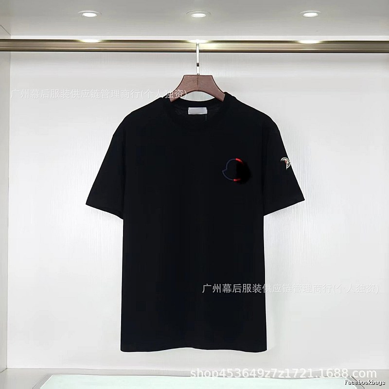 Moncler Embroidered Casual Black Short-sleeve T-shirt
