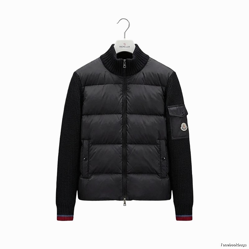 Moncler knitted and spliced black down jacket