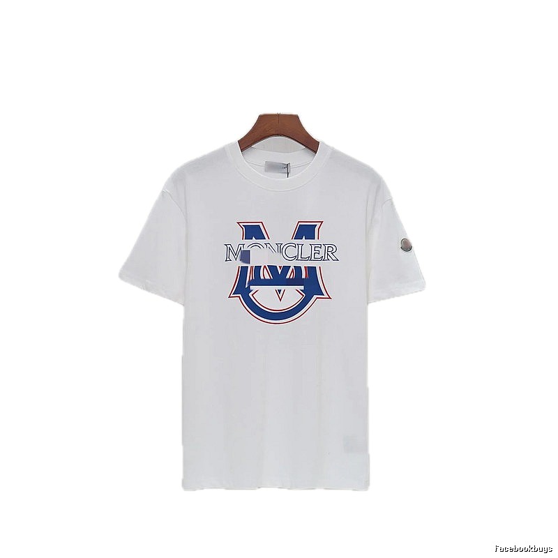 Moncler Large M Printed Casual Style White T-Shirt