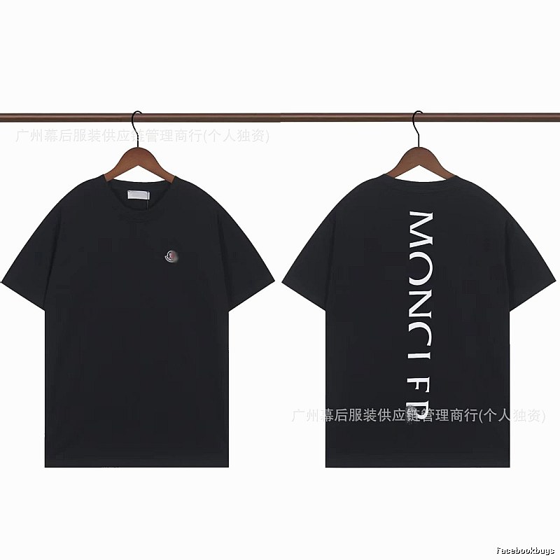 Moncler Letter Print Casual Style Black T-Shirt