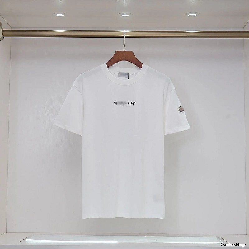 Moncler Letter Print Minimalist Style White T-Shirt