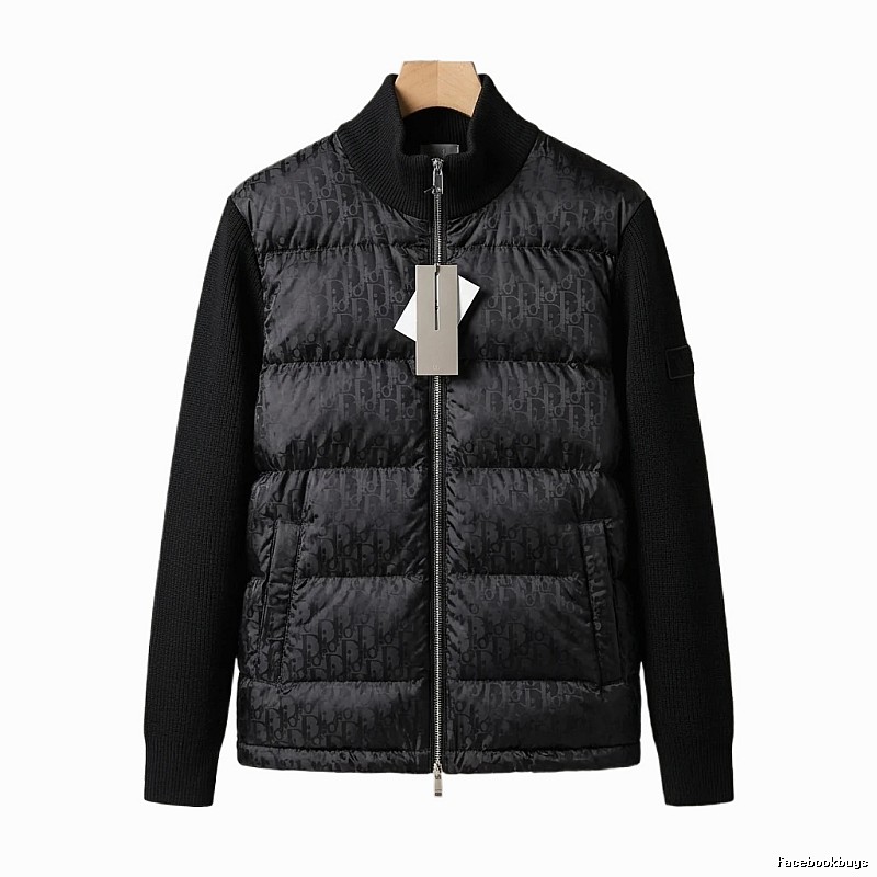 Moncler letter - printed black down jacket