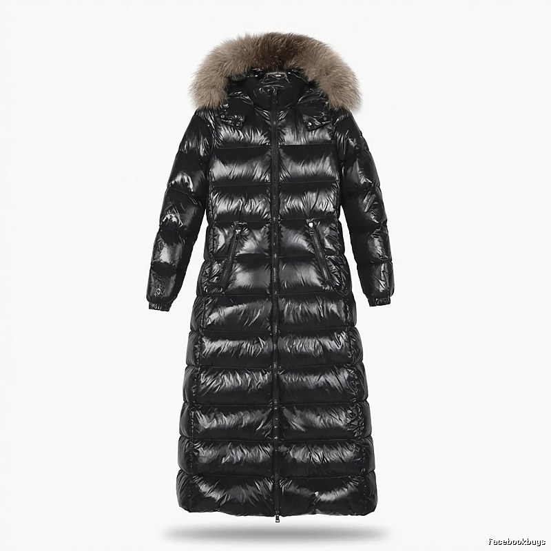 Moncler long shiny black down jacket