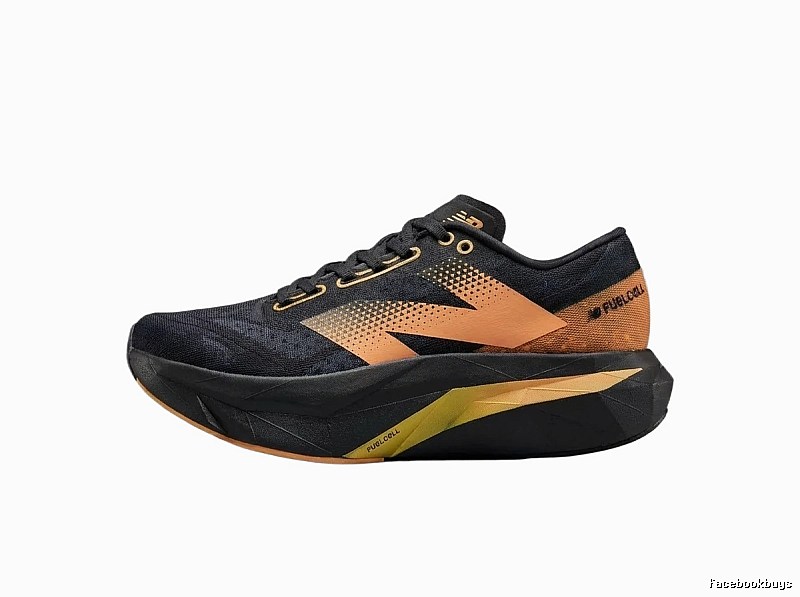 New Balance retro-style black and orange sports shoes
