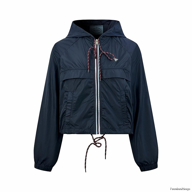 Nike Navy Cropped Windbreaker Jacket for Casual Office