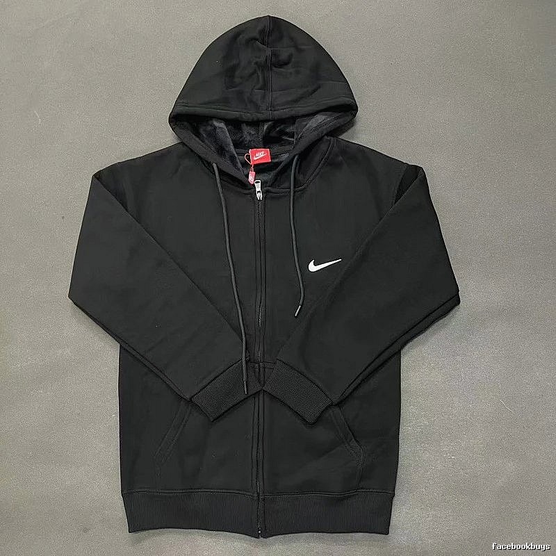 Nike Zip-Front Design Black Zip Hoodie Streetwear Look Swoosh