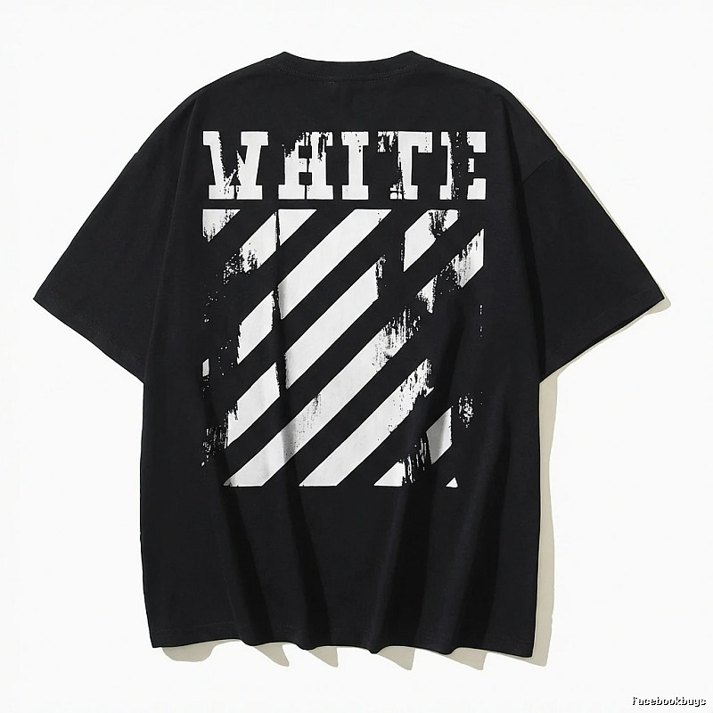 Off-White striped-style black T-shirt