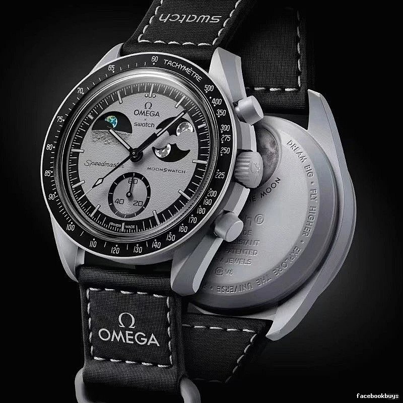 Omega Black Strap Chronograph Watch for Photo Ready Styling