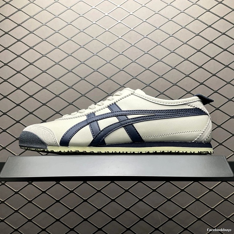 Onitsuka Tiger Low-Top Sneakers, White and Navy and Retro Court Shape