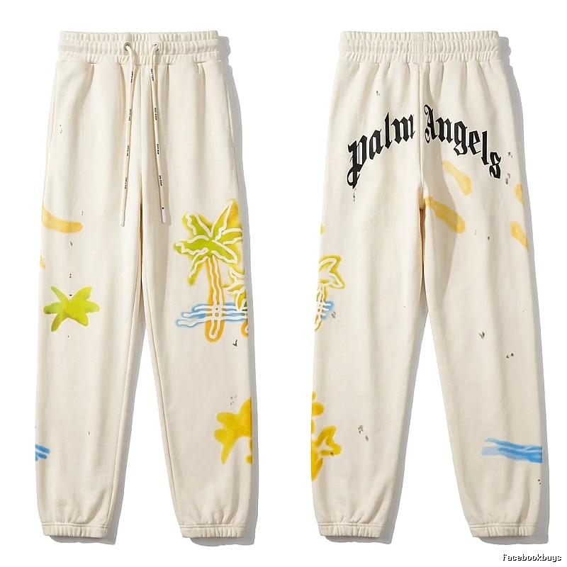 Palm Angels Graffiti Style White Sweatpants