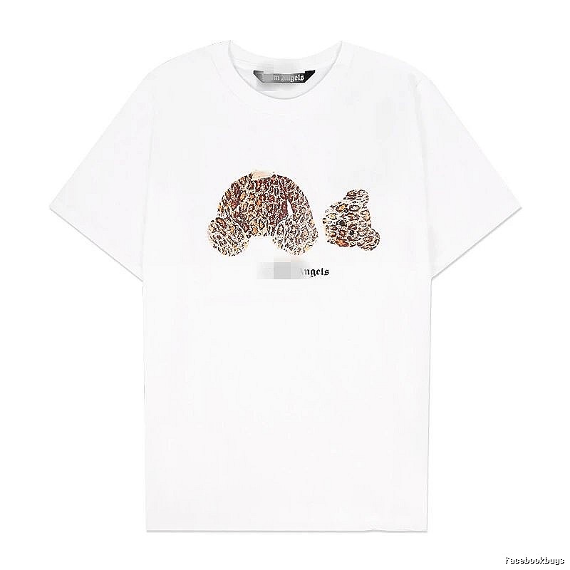Palm Angels Logo Detail Bear graphic T-shirt White Colorful Bear with Relaxed Feel