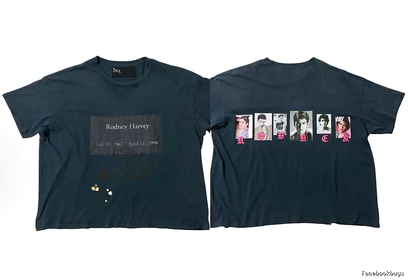 Paly Hollywood Distressed Portrait Print Navy Blue T-Shirt