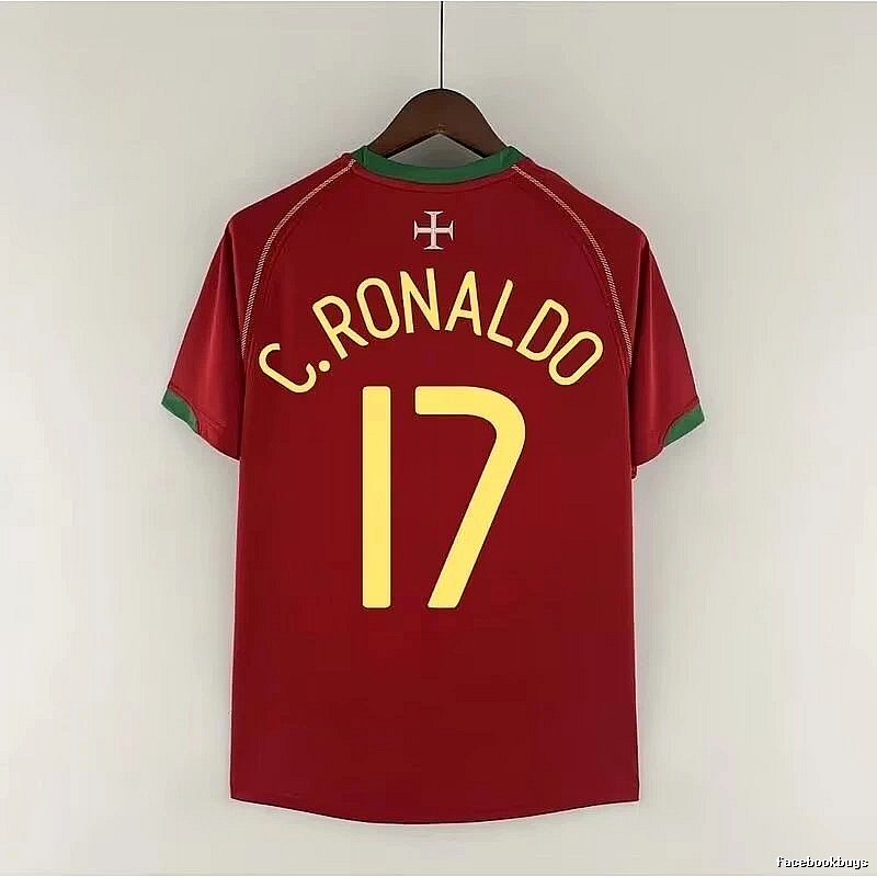 Portugal Classic Ronaldo #17 soccer jersey Red Portugal Football for Daily Styling