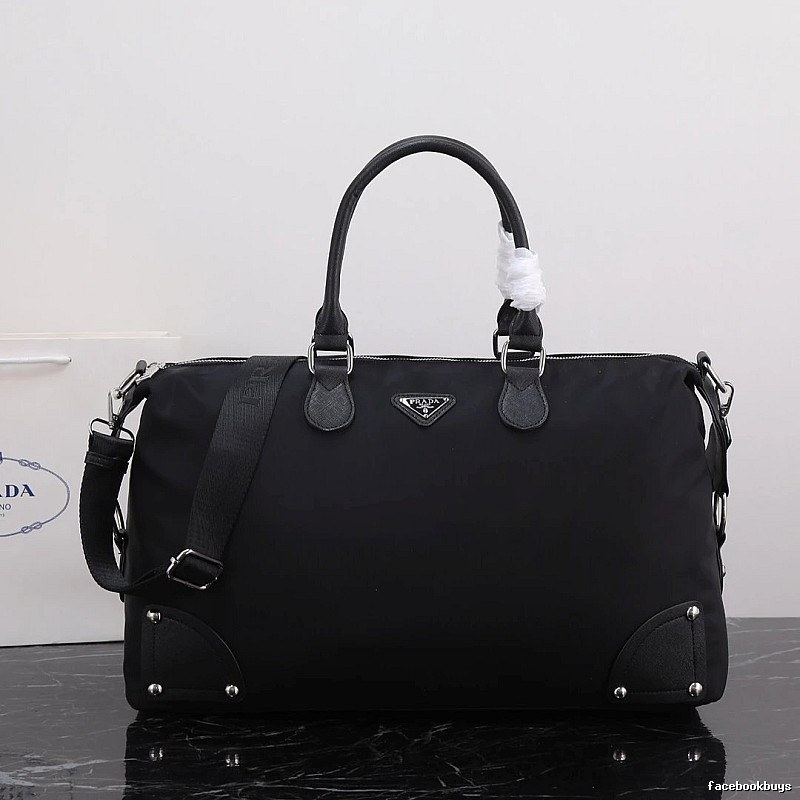 Prada Duffel Bag with Black Nylon Duffel Detail