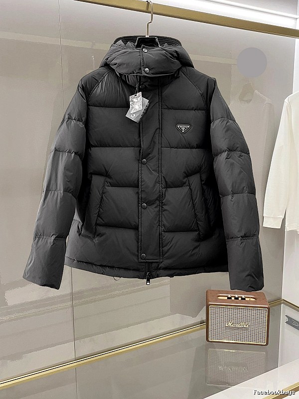Prada Hooded Puffer Jacket with Black Hooded Logo