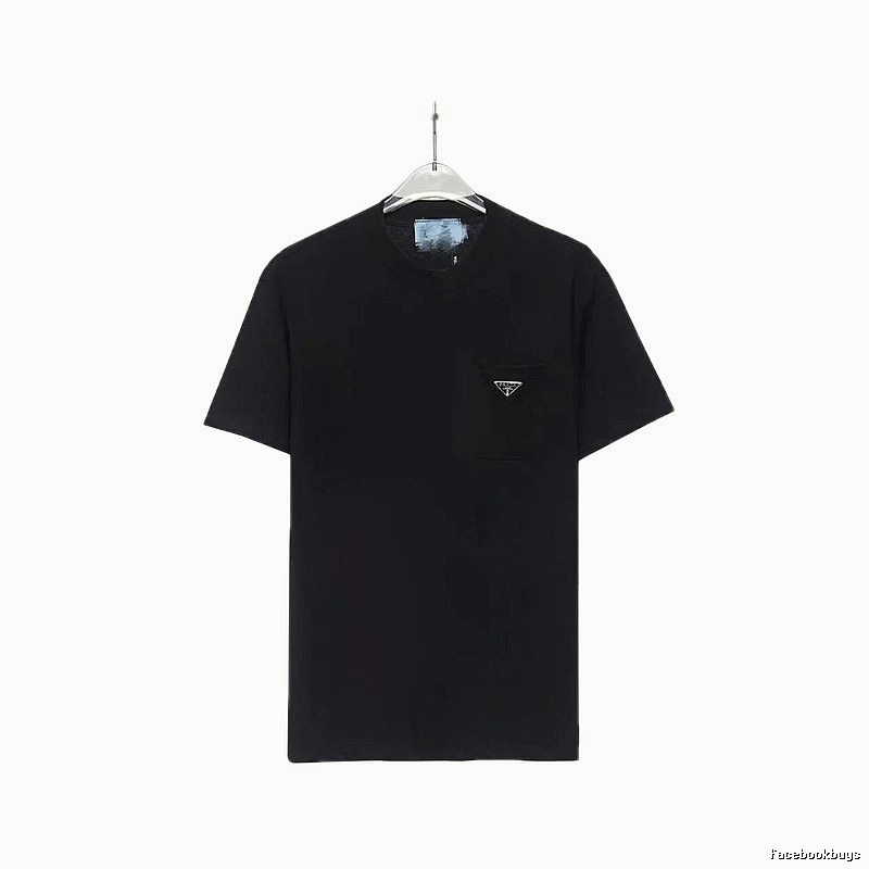 Prada Triangle Logo Minimalist Style Black Short-sleeve T-shirt