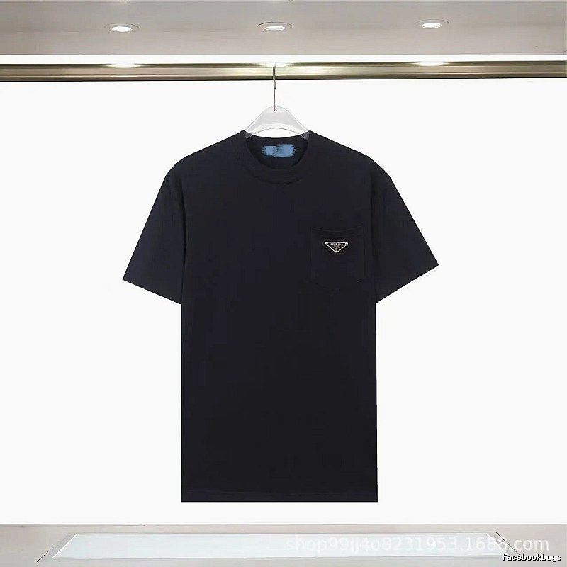Prada Triangle Logo Minimalist Style Black Short-sleeve T-shirt