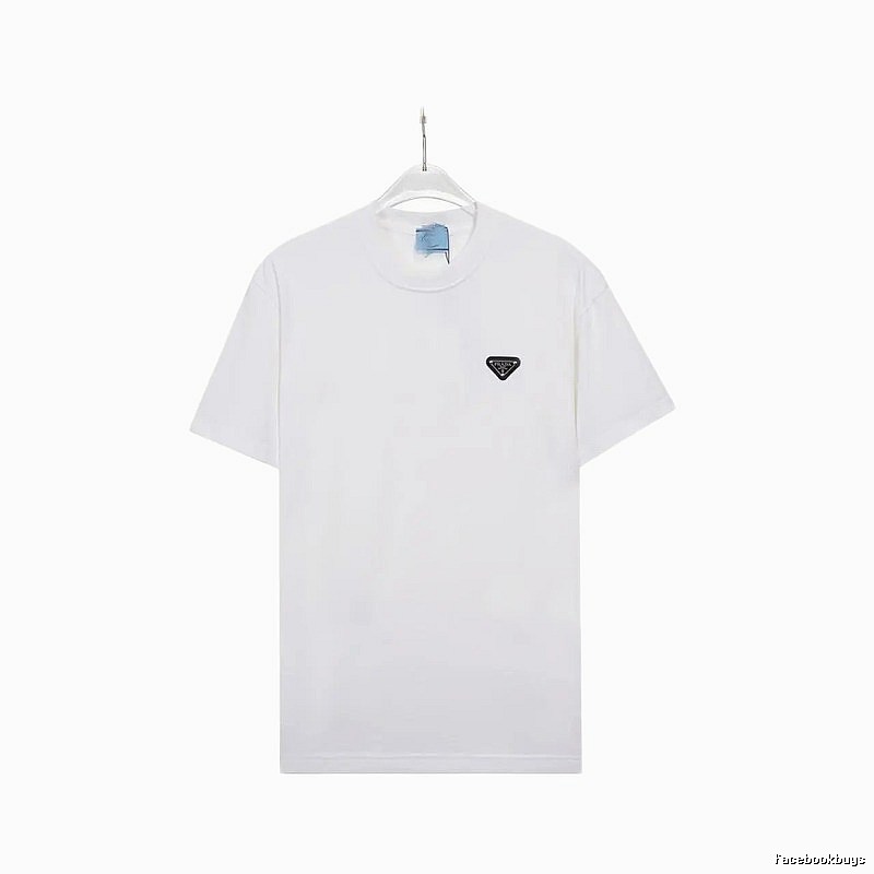 Prada Triangle Logo Minimalist Style White Short-sleeve T-shirt