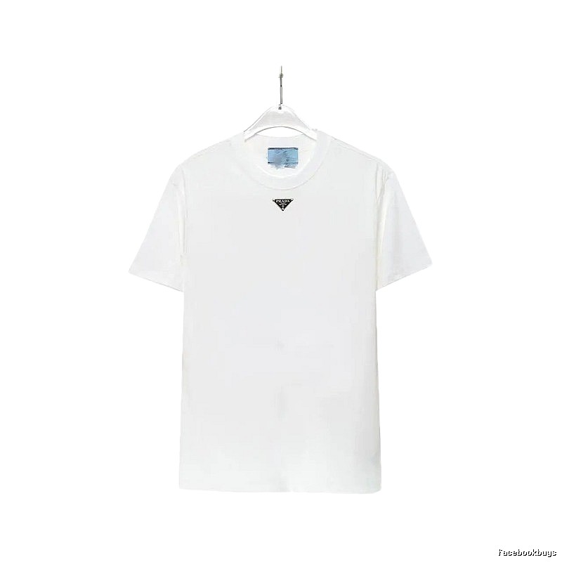 Prada Triangle Logo Minimalist Style White T-Shirt