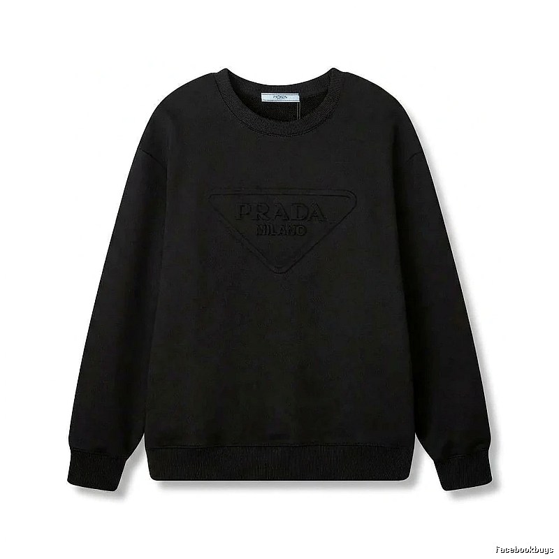 Prada triangular logo simple black sweatshirt