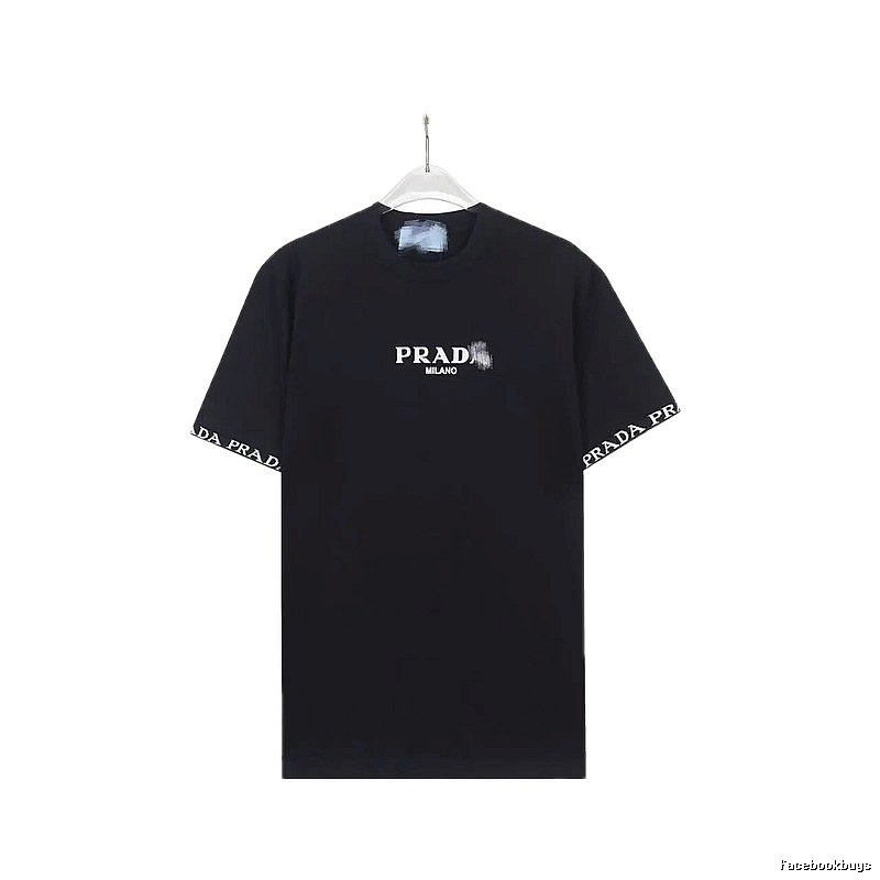 Prada Webbing Trendy Style Black Short-sleeve T-shirt