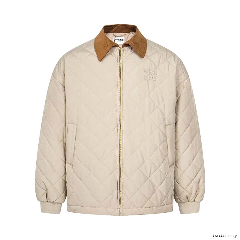 Quilted Collared Jacket with diamond stitching and a contrasting brown collar - Travel