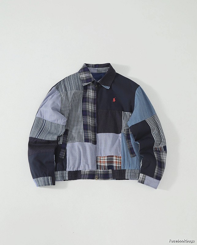 RalphLauren Blue Mixed Plaid Patchwork Shirt Jacket Gift Edit