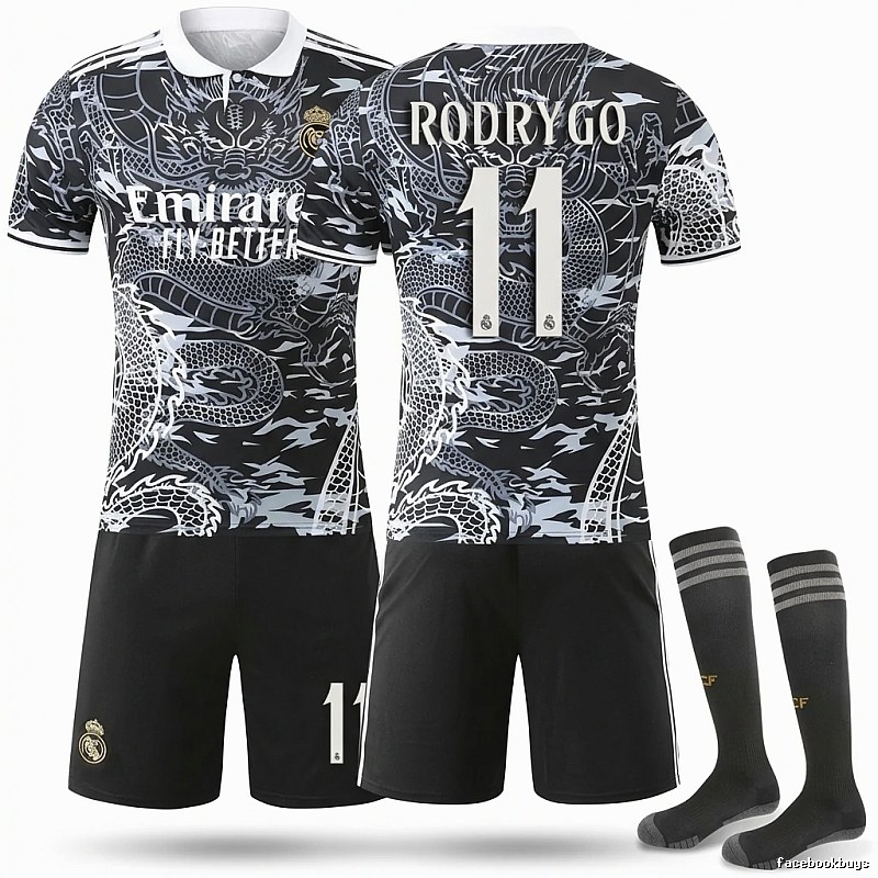 Real Madrid dragon pattern Chinese style black jersey