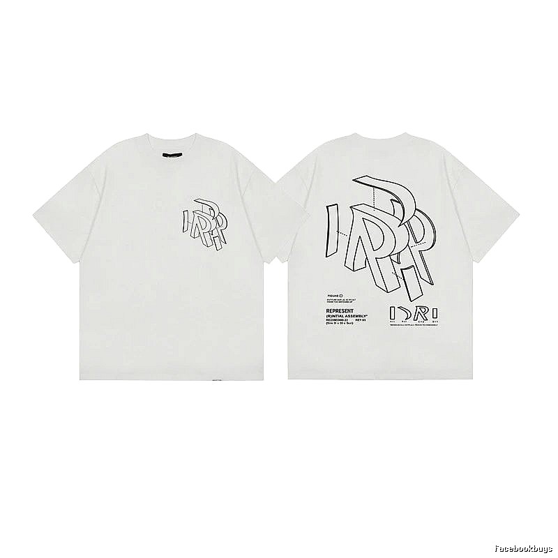 Represent Geometric Print Street-style Off-white T-shirt