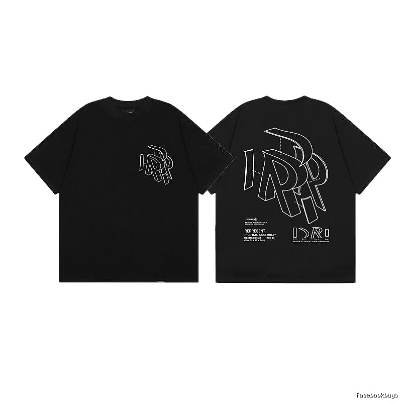 Represent Overlapping Logo Street Style Black T-Shirt