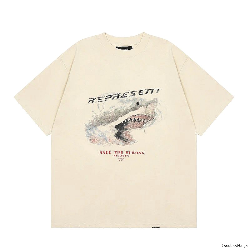 Represent Shark Print Vintage Beige T-Shirt