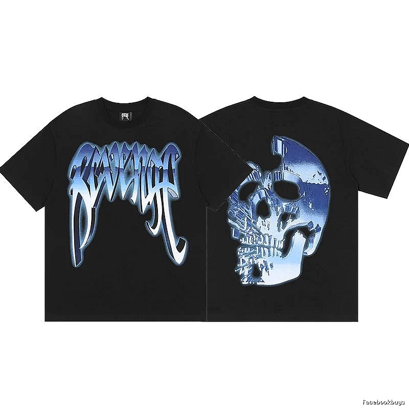Revenge Black Skull Graphic T-Shirt Sport Casual