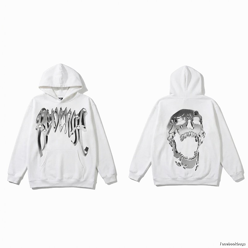 Revenge Skull Trendy Cool White Hoodie