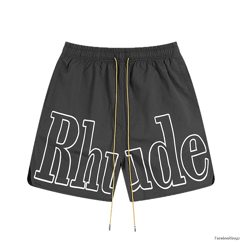 RHUDE letter-style black shorts