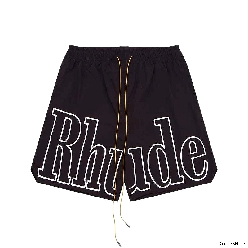 RHUDE letter-style black shorts