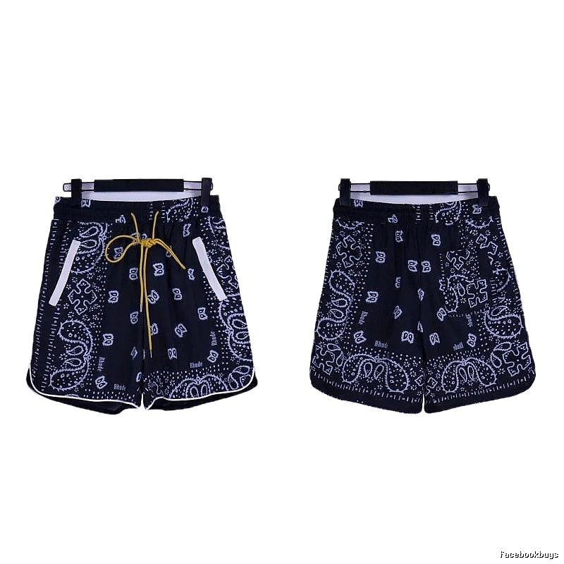 RHUDE retro-style black shorts