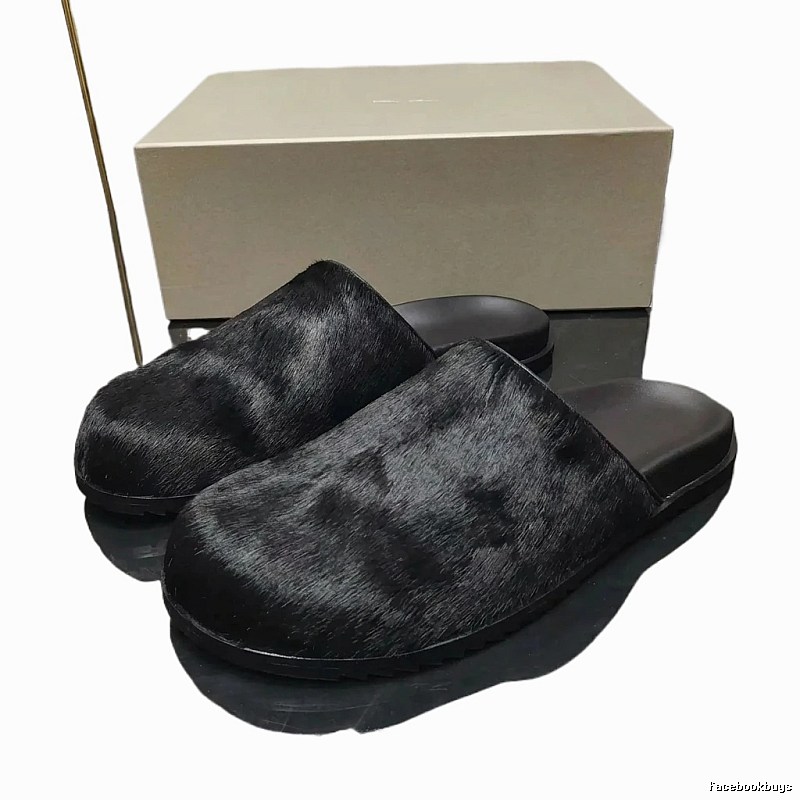 Rick Owens dark style black slippers