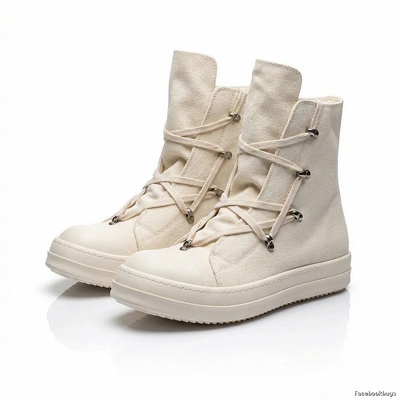 Rick Owens high-top minimalist white boots