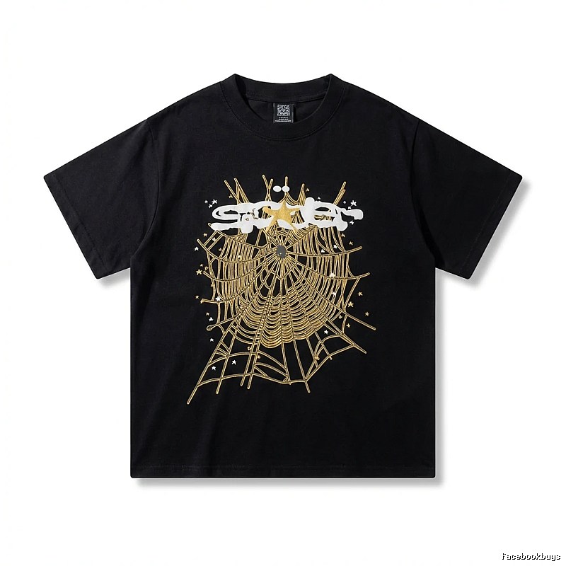 Sp5der Cobweb Print Black T-shirt