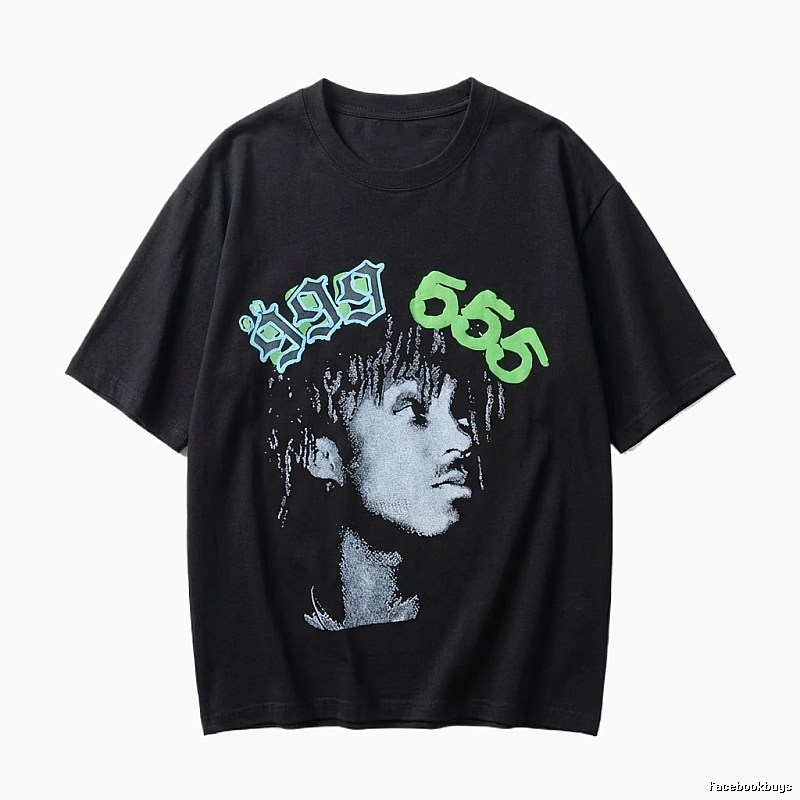Sp5der Portrait Print Trendy Black T-shirt