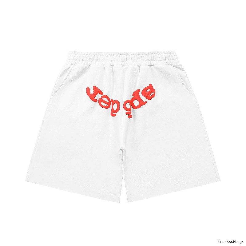 Sp5der red letter white shorts