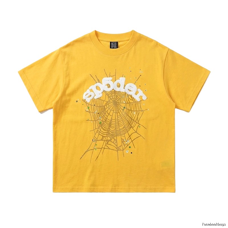 Sp5der Spider Web Trendy Cool Yellow T-shirt