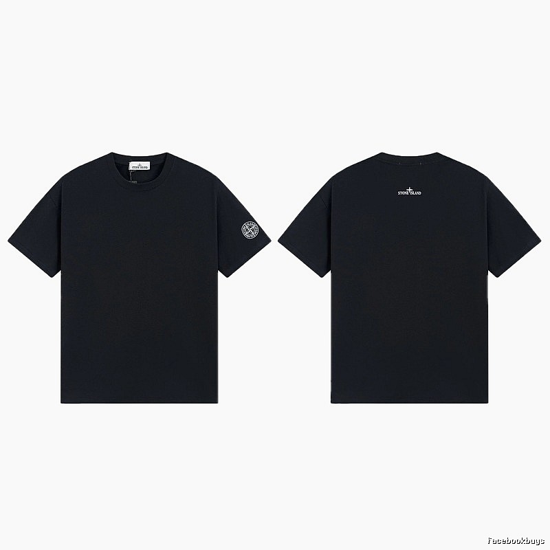 Stone Island Badge Techwear Style Black Short Sleeve T-Shirt