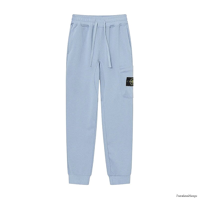 Stone Island Compass Badge Street Style Light Blue Cuffed Jogger Sweatpants