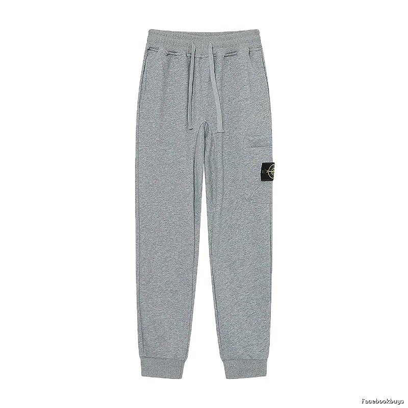 Stone Island Compass Logo Casual Light Grey Cuffed Sweatpants