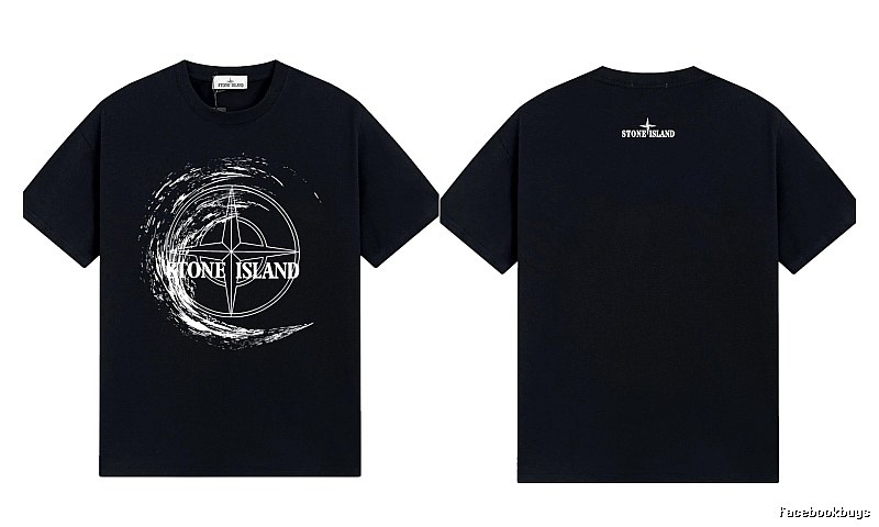 Stone Island Compass Print Street Style Black T-Shirt