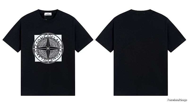 Stone Island Compass Print Street Style Black T-Shirt