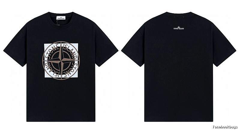 Stone Island Compass Print Street Style Black T-Shirt