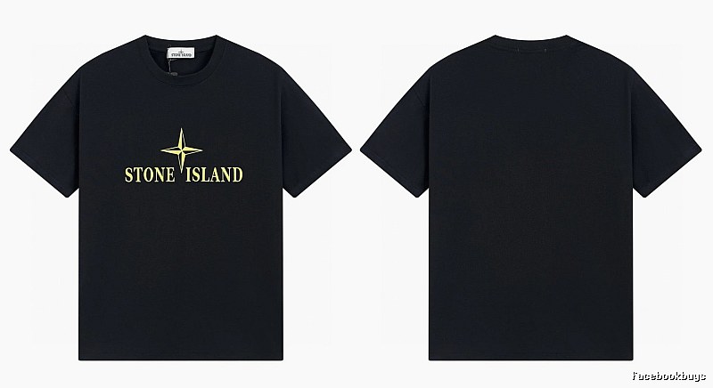 Stone Island Compass Print Street Style Black T-Shirt